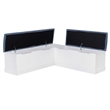 Linon Cleo Backless Storage Nook Blue Microfiber Upholstered Seats in White Wood