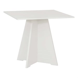 Linon Cleo Square Geometric Pedestal Base Dining Table UV Varnished White Wood