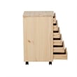 Callie 6 Drawer Rolling Storage Cart Recessed Handles in Unfinished Pine Wood