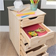 Callie 6 Drawer Rolling Storage Cart Recessed Handles in Unfinished Pine Wood