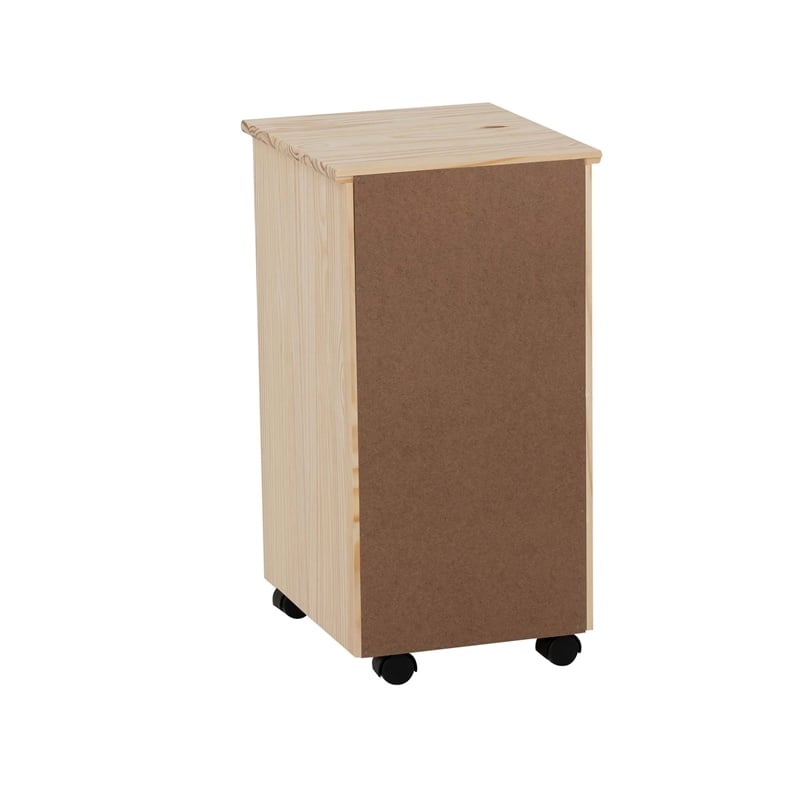 Callie 6 Drawer Rolling Storage Cart Recessed Handles in Unfinished Pine Wood
