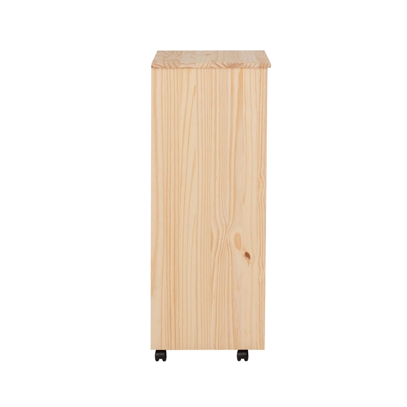 Callie 8 Drawer Rolling Storage Cart Recessed Handles in Unfinished Pine Wood