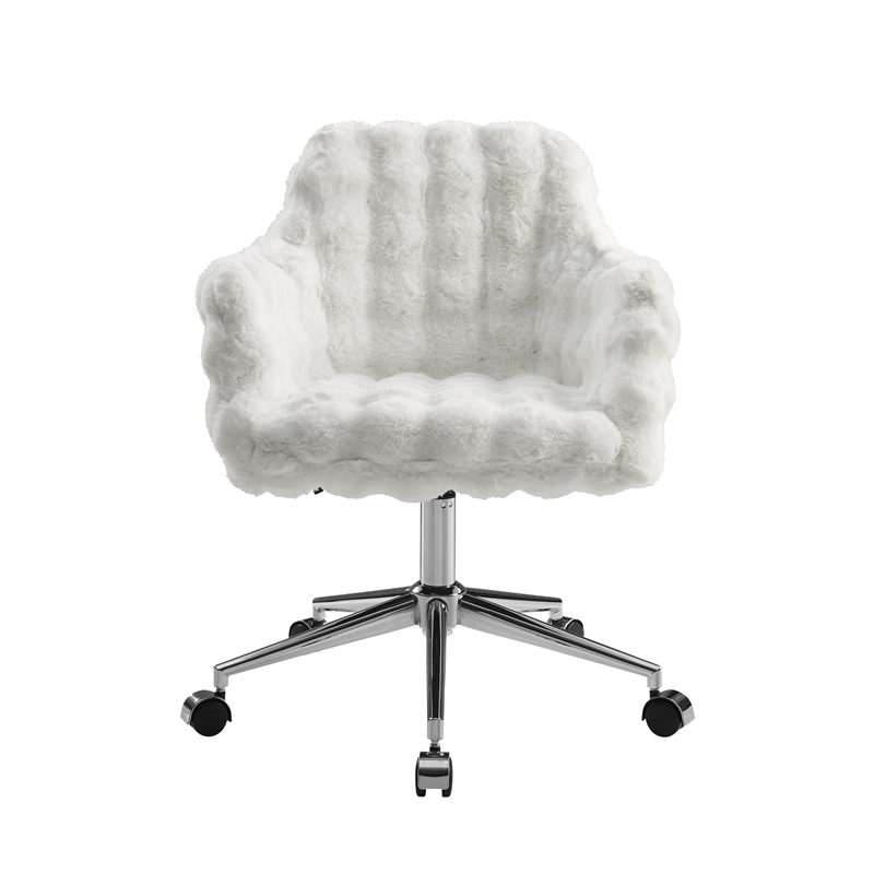 Fiona Rolling Adjustable White Cloud Bubble Office Chair with Chrome Base