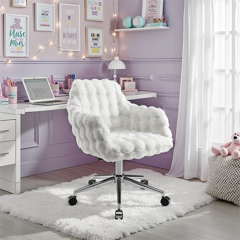 Fiona Rolling Adjustable White Cloud Bubble Office Chair with Chrome Base