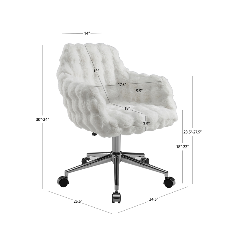 Fiona Rolling Adjustable White Cloud Bubble Office Chair with Chrome Base