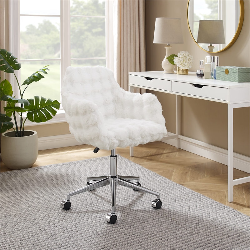 Fiona Rolling Adjustable White Cloud Bubble Office Chair with Chrome Base