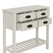 Linon Laine Beadboard Console 4 Drawers Lower Shelf in Antique White Wood