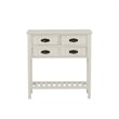 Linon Laine Beadboard Console 4 Drawers Lower Shelf in Antique White Wood