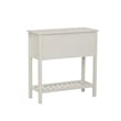 Linon Laine Beadboard Console 4 Drawers Lower Shelf in Antique White Wood