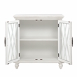 Linon Kelcey Storage Cabinet Windowpane Glass Doors in Creamy White Wood