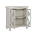 Linon Kelcey Storage Cabinet Windowpane Glass Doors in Creamy White Wood