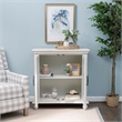 Linon Kelcey Storage Cabinet Windowpane Glass Doors in Creamy White Wood
