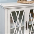 Linon Kelcey Storage Cabinet Windowpane Glass Doors in Creamy White Wood