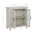 Linon Kelcey Storage Cabinet Windowpane Glass Doors in Creamy White Wood