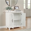Linon Kelcey Storage Cabinet Windowpane Glass Doors in Creamy White Wood