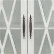 Linon Kelcey Storage Cabinet Windowpane Glass Doors in Creamy White Wood
