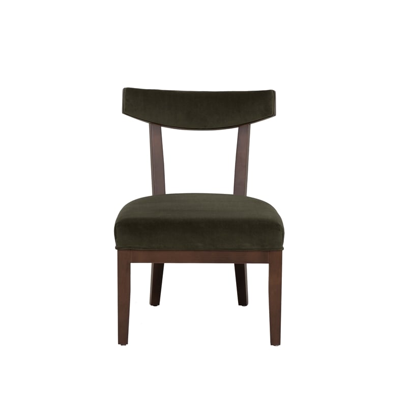 Linon Brooks Side Chair Green Velvet Seat and Back in Maple Truffle Stained Wood