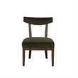 Linon Brooks Side Chair Green Velvet Seat and Back in Maple Truffle Stained Wood