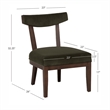 Linon Brooks Side Chair Green Velvet Seat and Back in Maple Truffle Stained Wood