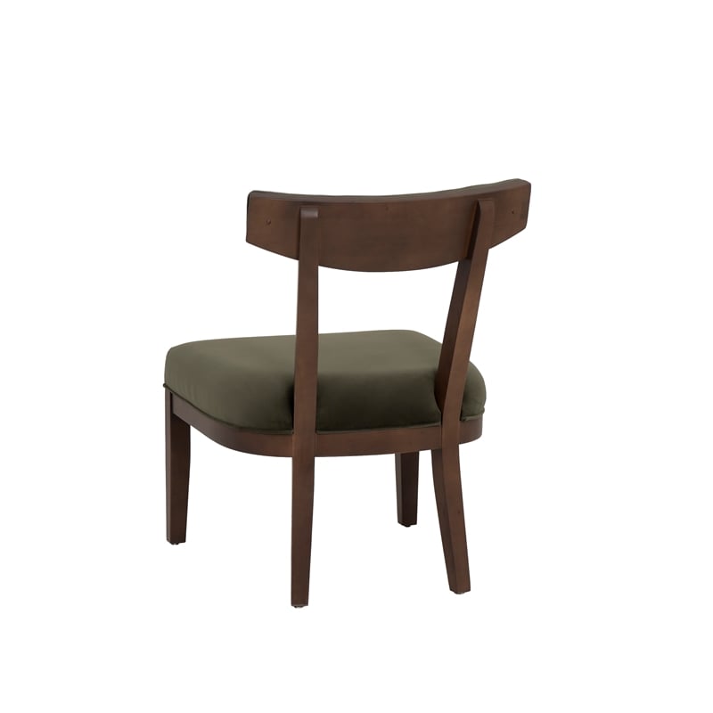 Linon Brooks Side Chair Green Velvet Seat and Back in Maple Truffle Stained Wood