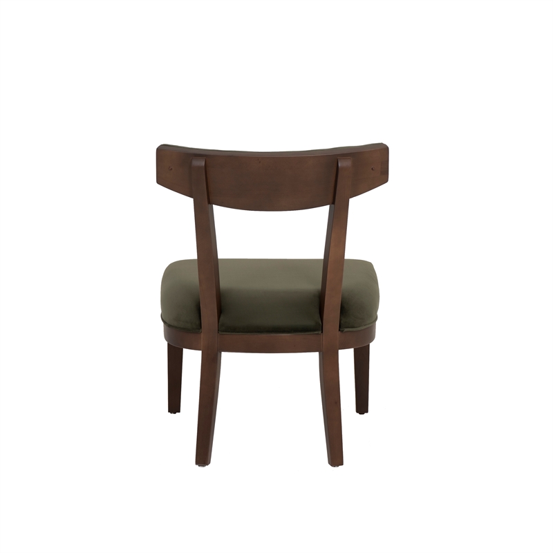 Linon Brooks Side Chair Green Velvet Seat and Back in Maple Truffle Stained Wood