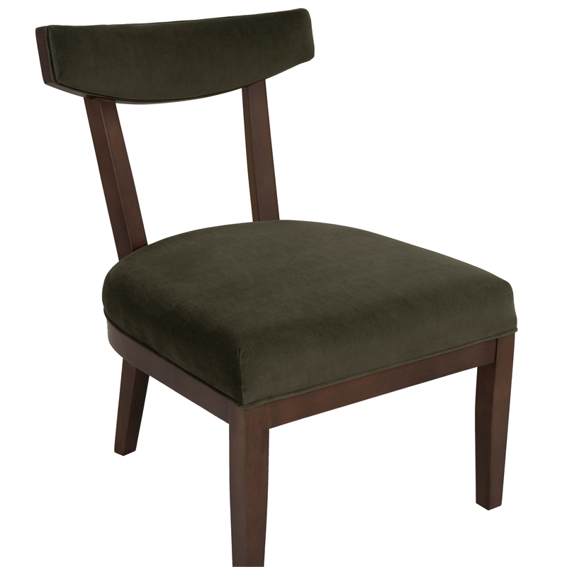Linon Brooks Side Chair Green Velvet Seat and Back in Maple Truffle Stained Wood