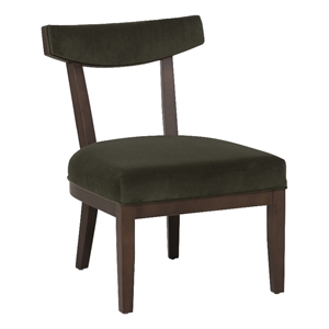 Linon Brooks Side Chair Green Velvet Seat and Back in Maple Truffle Stained Wood