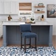 Linon Kari Set of 2 Blue Upholstered Counter Stools in Brown Stained Maple Wood