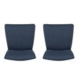 Linon Kari Set of 2 Blue Fully Upholstered Barstools in Dark Brown Stained Wood