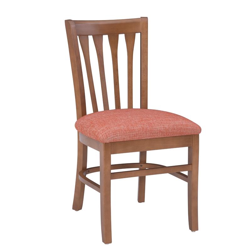 Linon Sammi Set of 2 Upholstered Slat Back Dining Chairs in Natural Wood
