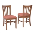 Linon Sammi Set of 2 Upholstered Slat Back Dining Chairs in Natural Wood