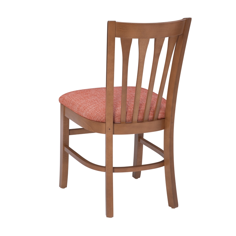 Linon Sammi Set of 2 Upholstered Slat Back Dining Chairs in Natural Wood