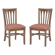 Linon Sammi Set of 2 Upholstered Slat Back Dining Chairs in Natural Wood