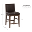Linon Reagan Set of 2 Faux Leather Upholstered Counter Stools in Rich Brown