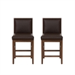 Linon Reagan Set of 2 Faux Leather Upholstered Counter Stools in Rich Brown