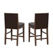 Linon Reagan Set of 2 Faux Leather Upholstered Counter Stools in Rich Brown