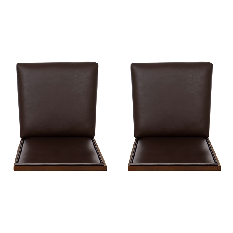 Linon Reagan Set of 2 Faux Leather Upholstered Counter Stools in Rich Brown