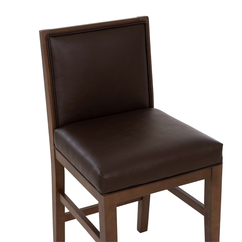 Linon Reagan Set of 2 Faux Leather Upholstered Counter Stools in Rich Brown