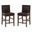 Linon Reagan Set of 2 Faux Leather Upholstered Counter Stools in Rich Brown