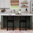 Linon Brina Set of 2 High Back Counter Stools in Black Painted Solid Beechwood