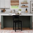 Linon Brina Set of 2 High Back Counter Stools in Black Painted Solid Beechwood