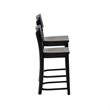Linon Brina Set of 2 High Back Counter Stools in Black Painted Solid Beechwood