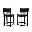 Linon Brina Set of 2 High Back Counter Stools in Black Painted Solid Beechwood