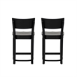 Linon Brina Set of 2 High Back Counter Stools in Black Painted Solid Beechwood