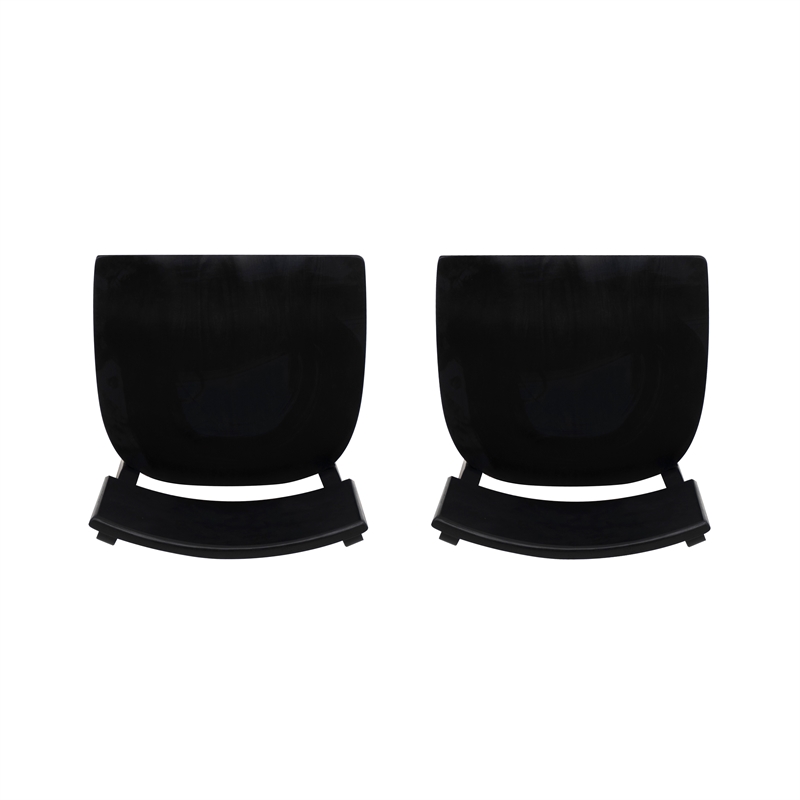 Linon Brina Set of 2 High Back Counter Stools in Black Painted Solid Beechwood