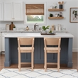 Linon Brina Set of 2 High Back Counter Stools in Unfinished Natural Beechwood