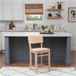 Linon Brina Set of 2 High Back Counter Stools in Unfinished Natural Beechwood