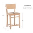 Linon Brina Set of 2 High Back Counter Stools in Unfinished Natural Beechwood
