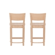 Linon Brina Set of 2 High Back Counter Stools in Unfinished Natural Beechwood