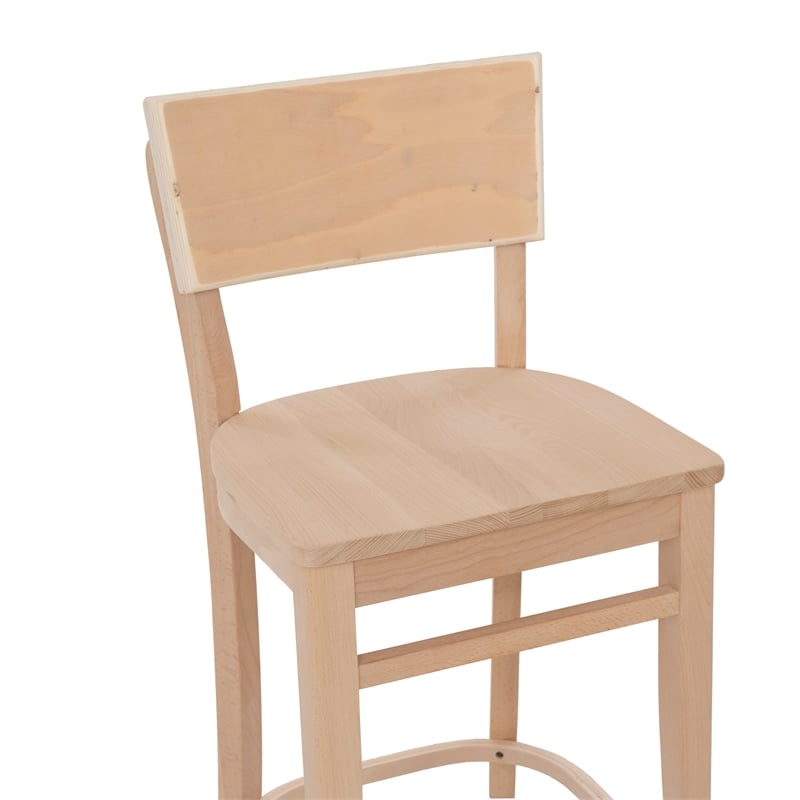 Linon Brina Set of 2 High Back Counter Stools in Unfinished Natural Beechwood